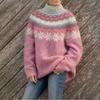 European Autumn/Winter Women's Thick Jacquard Knit Sweater - Acrylic Blend