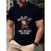 Cotton Men's T-Shirt Black Santa Claus On The Naughty List And Regret Nothing Printed Pattern T-Shirt