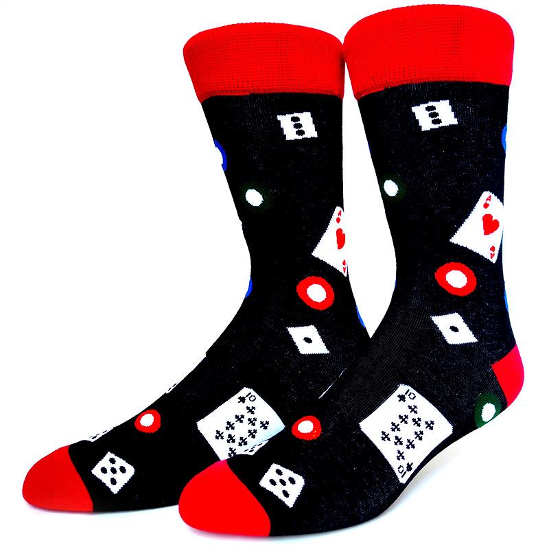 Новинка, веселые мужские носки с рисунком из хлопка, покер, корги, лягушка, сумасшедший бургер, пиранья, волк, авокадо, орел