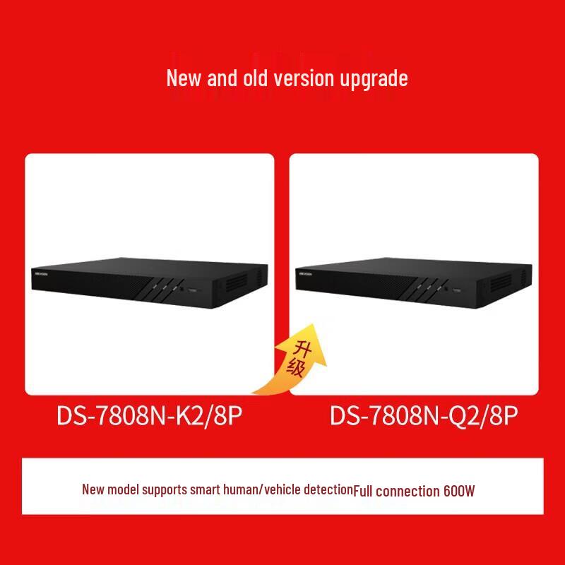 Hikvision DS-7808N-Q2/8P 8-канальный PoE NVR, китайская вилка (адаптер в комплекте)