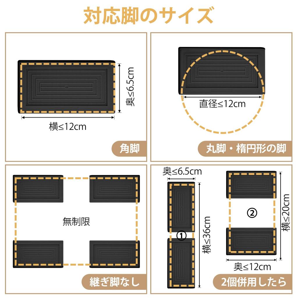 Umelee Desk Height Adjustable Table Legs, 7.3cm Lift, Table Leg Extensions for Kotatsu, Sofa, Bed, and Chair, Height Adjuster, Kotatsu Height Adjuster
