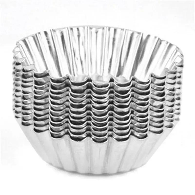 10 Pcs Reusable Nonstick Aluminum Alloy Egg Tart Mold Kitchen Baking Accessories Cookie Pudding Mould Mooncake Mold Pastry Tools