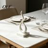 Decorative Office Desk Statues Abstract Flame Sculpture, 3D Printed Modern Minimalist Art Statue with Square Base, Pieces Elegant Curved Figurine for