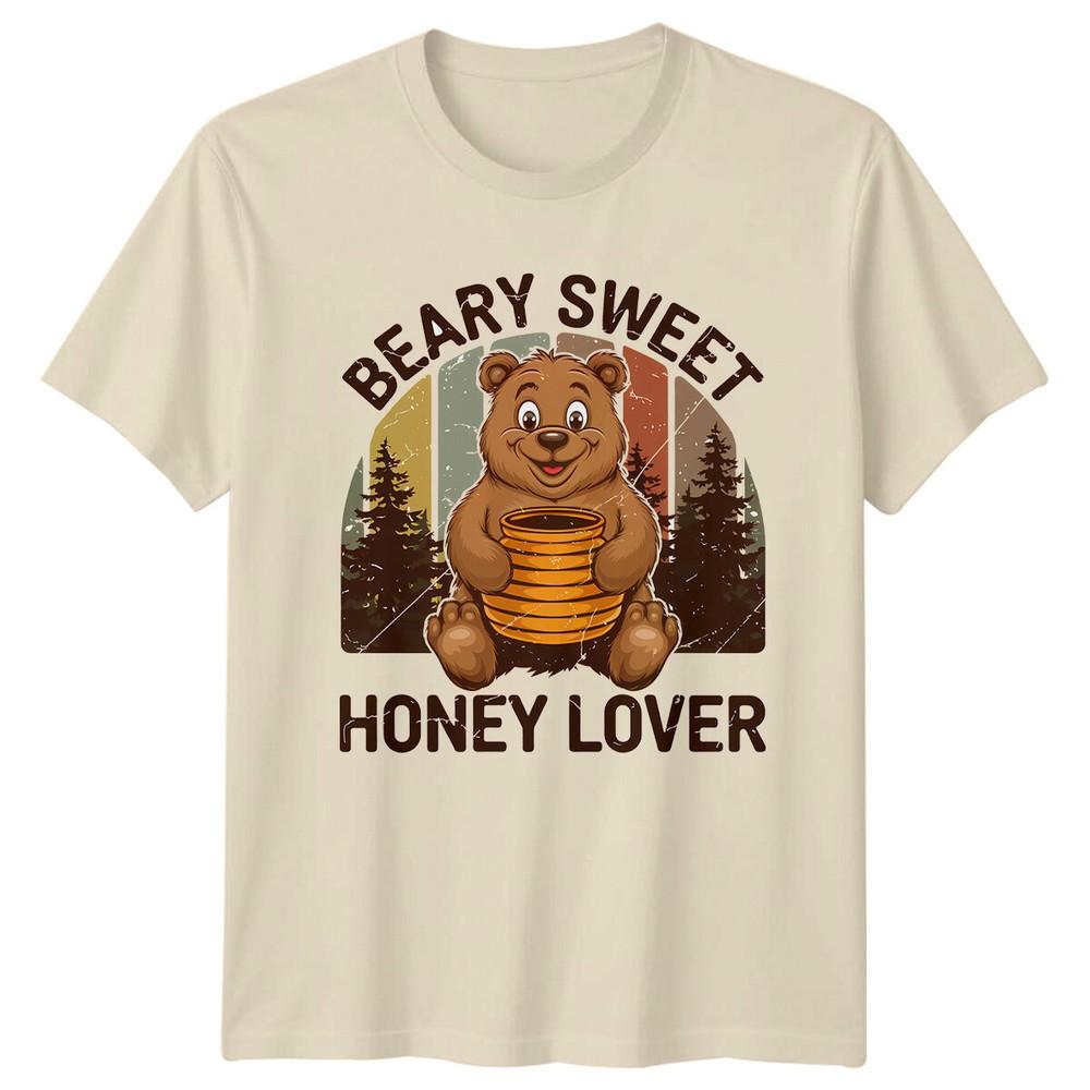 Beary Sweet Honey Lover Retro Bear Pun Graphic TShirt