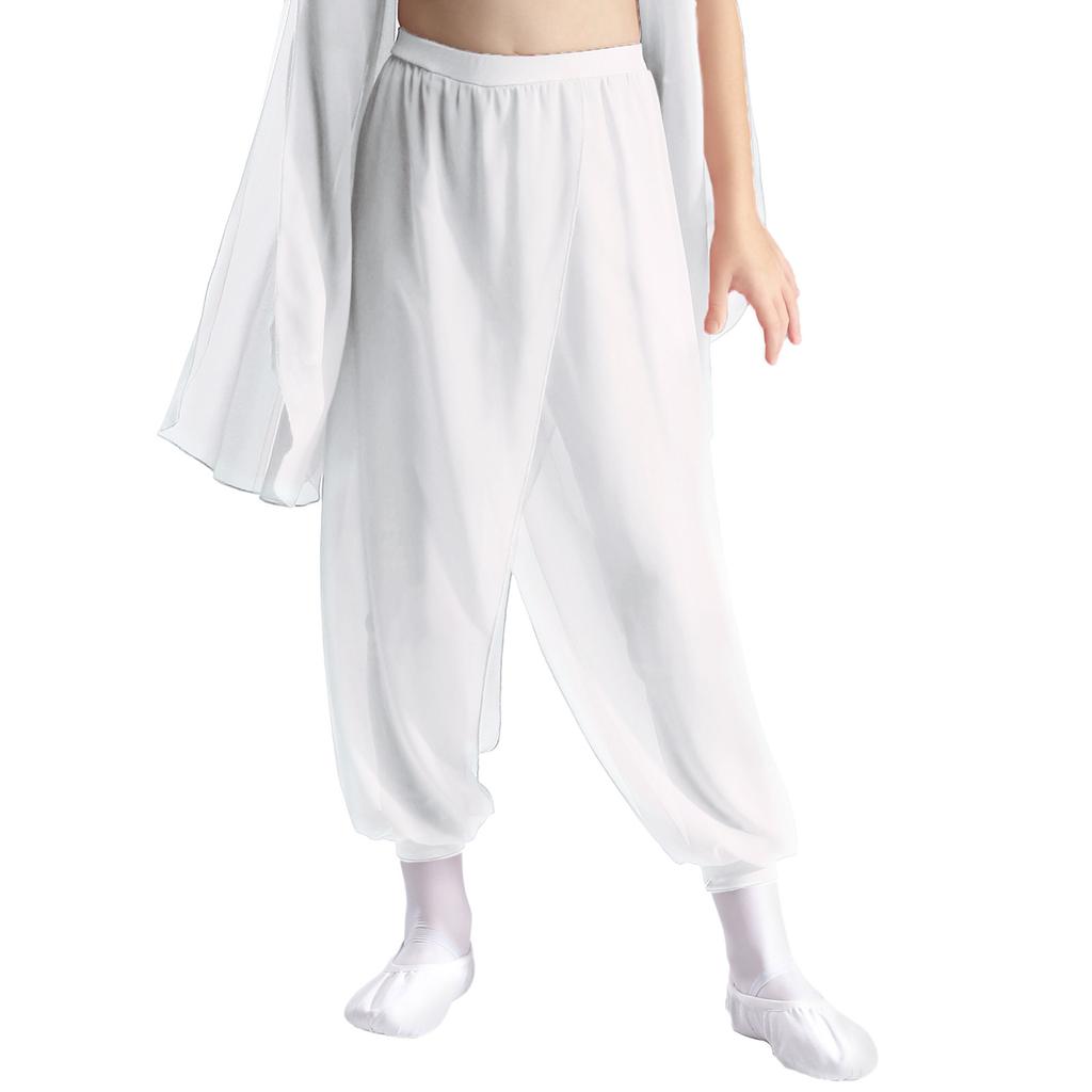 Брюки для классического танца для девочек, дизайн с разрезом и шифоновой накладкой, одежда для практики, сценические брюки