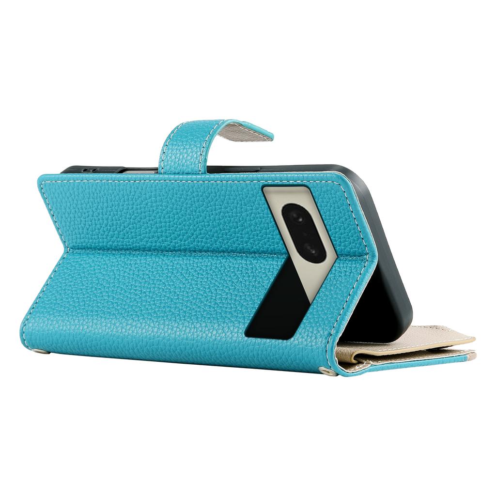 For Google Pixel 8 Case Zipper Wallet Color Splicing Leather Flip Phone Cover with Straps