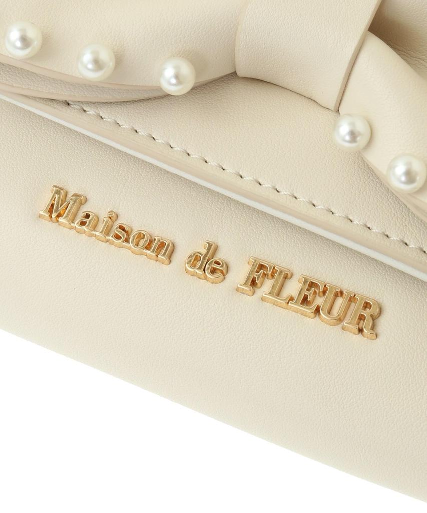 Maison de Fleur Кошелек с лентой и жемчугом цвета слоновой кости, Женский,