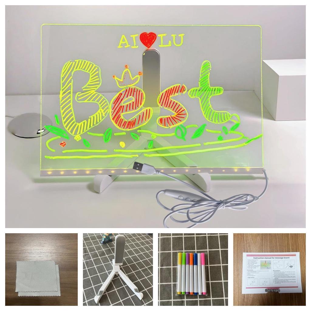 Colorful LED Light-Up Acrylic Drawing & Message Board for Kids