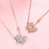 Full Diamond Butterfly Necklace Rose Platinum Fashion Necklace Niche Design Clavicle Chain Female Tide