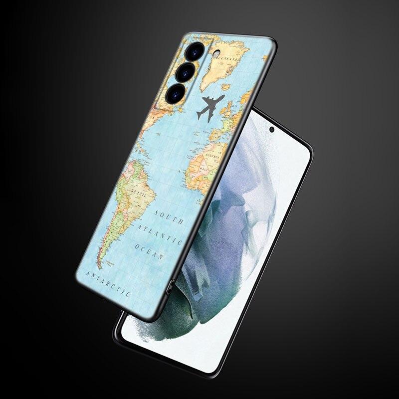 Чехол для телефона с картой мира для Samsung Galaxy S22 Pro S21 S20 Ultra FE S10 Lite 5G S10E S9 S8 Plus, мягкий черный чехол из ТПУ