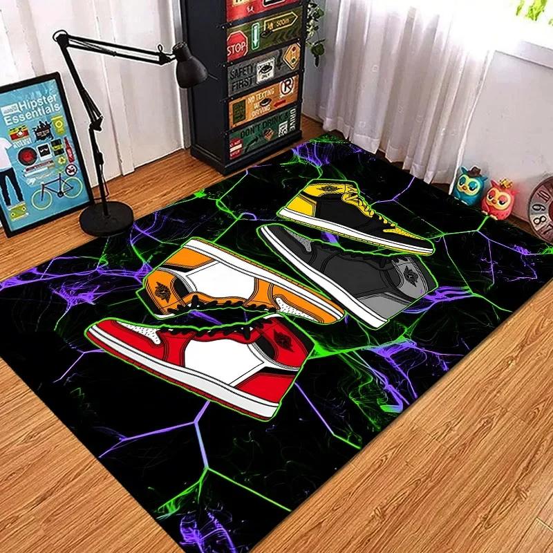 Basketball Sneaker Print Area Rug for Living Room Bedroom Kids Playroom Hallway Door Mat Non Slip Decorative Floor Carpet Gift