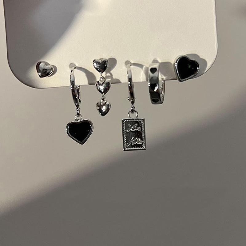 6 шт./компл., серебряные металлические цепочки с кисточками, серьги с сердечками, нерегулярные геометрические серьги-кольца для женщин, подарки, ювелирные изделия