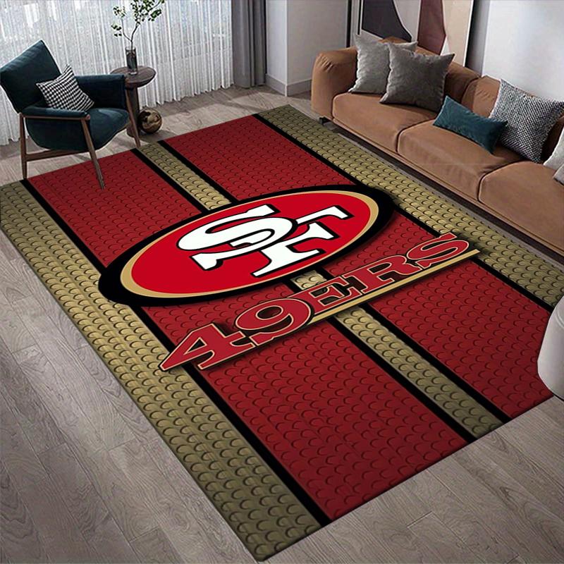 San Francisco 49ers Style Crystal Velvet Rug, Soft Anti‑Slip Crystal Velvet Carpet for Living Room Bedroom Home Decor