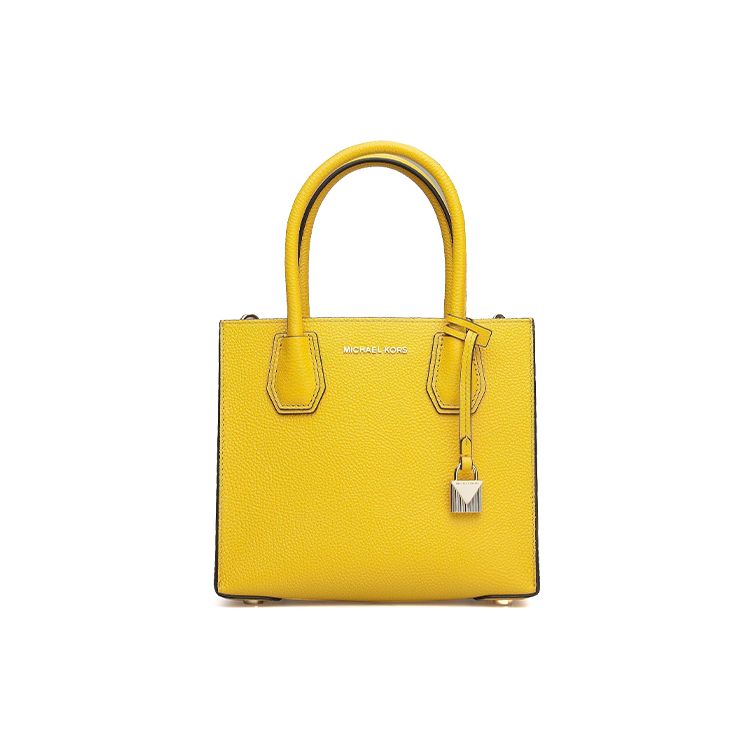 Michael Kors MK Mercer Однотонная Винтажный Замок Для Поездок Французский Логотип Кожаная Гармошка Сумка На Плечо Женские сумки Ярко-Желтый 30F6GM9M2L-719