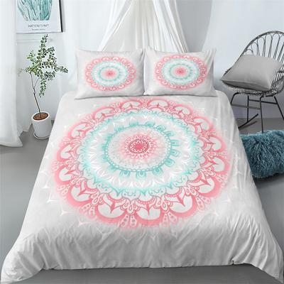 Комплект постельного белья Mandala Blue Pink Boho Chic Покрывала в романтическом стиле Постельное белье в стиле бохо King Полиэстеровый пододеяльник