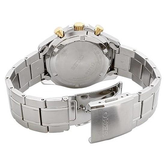 SEIKO 1 5-секундный хронограф Кварцевые наручные часы Мужские SBTR015 ЧерныйЗолотой