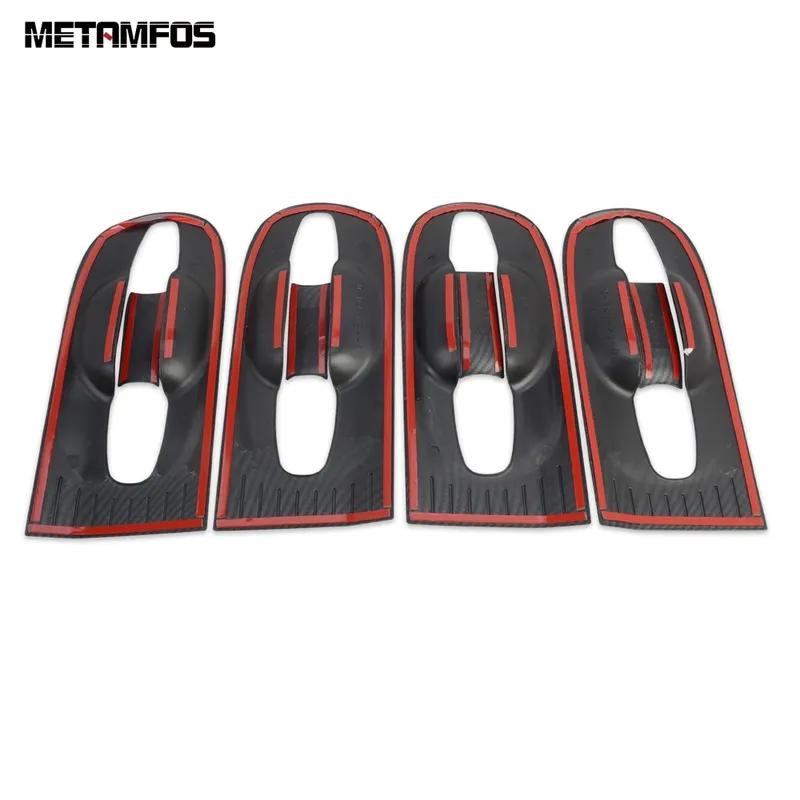 For Toyota Sienna Carbon Fiber Chrome Side Door Handle Bowl Cover Trim Protector Sticker Bezel Accessories Car Styling