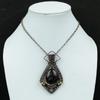 Серебряный блестящий обсидиановый кулон, медная проволока, обернутая кулоном, драгоценный камень, медные украшения, ручная работа, дизайнерский кулон, проволочная обертка, ювелирное изделие, подарок для нее