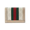 Gucci Ophidia GG Supreme Bi-Fold Card Wallet, Beige/Ebony Canvas with Web Stripe, Women's Mini Card Holder for Daily Use 523155-UULAG-9682