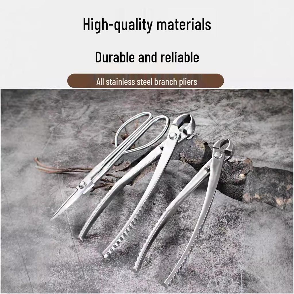 Bonsai Shaping Tools: Round & Oblique Mouth Shears, Ball Joint Pliers, Gardening Flower Pruners, Tree Burl Pruners.