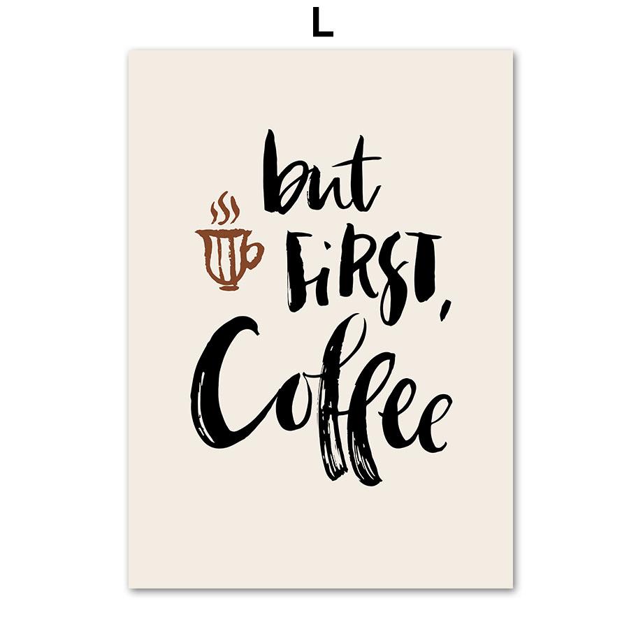 Абстрактная линия кофе Определение Coffea Arabica Wall Art Холст Картины Плакаты и принты Настенные картины Кафе-бар Кухонный декор