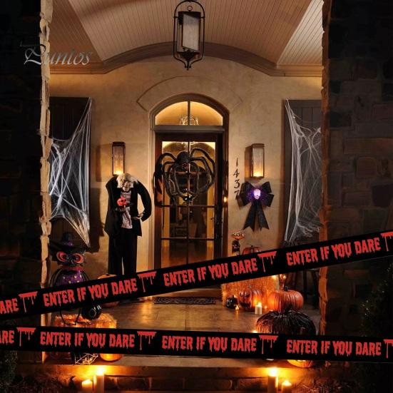 4 шт. предупреждающих лент на Хэллоуин, набор, жуткая предупреждающая декоративная лента, печатная лента на тему Хэллоуина для вечеринок в домах с привидениями, наружных украшений