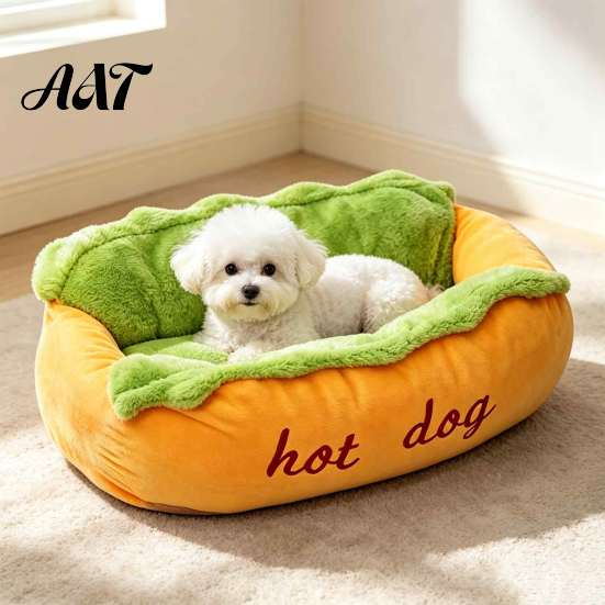 Cute Dog Bed for Dachshunds Hot Pet Bed, Soft Cozy Plush Removable Washable Mat, Gift Lovers Bun Cats Dogs, Novelty Sofa