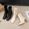 Внешнеторговые универсальные ботинки женские 2024 новые корейская версия белый темперамент толстый каблук короткие ботинки осень и зима французский высокий каблук тонкие ботинки