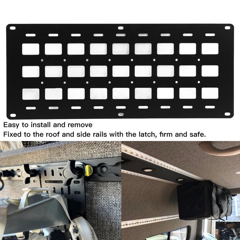810 X 340 X 2mm Truck Bed Molle Panel Multifunction with Fixing Base Stud L Rail Storage Panel Organizer Aluminum Alloy