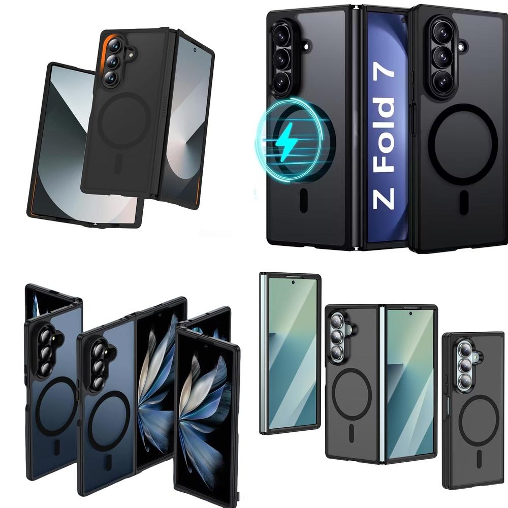 Luxury Translucent Magnetic Strong Magnet Attachment Flip Phone Back Cover for Samsung Galaxy ZFold 7 5G 6 8 Wide Anti Scratch