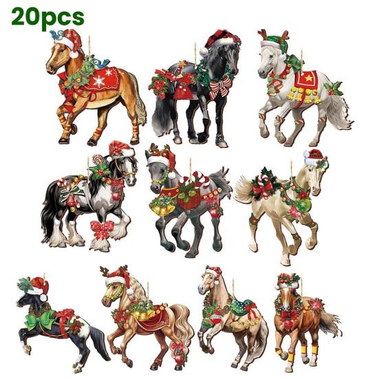 Рождественские лошадки, винтажные деревянные лошадки, елочные игрушки, декор для вечеринки в западном стиле, для рождественской елки, домашний декор