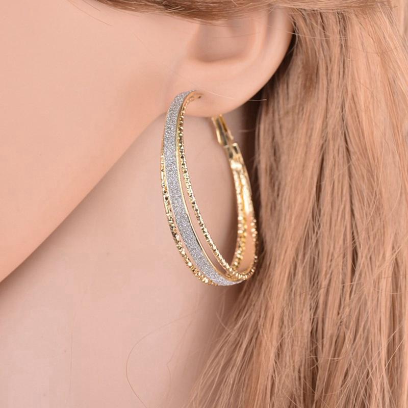 Classic Round Big Hoop Earring 1 Pair Round Loop Circle Gold and Silver Color Hoop Earring Large Size Punk Earrings for Women
