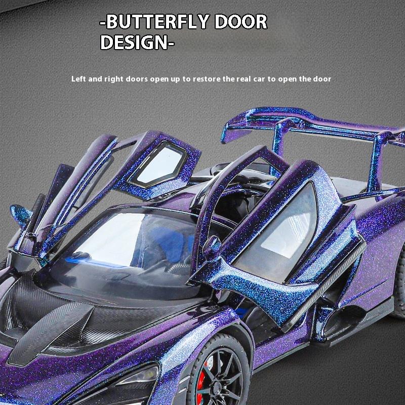 1/24 Mclaren Senna Super Sports Миниатюрная модель из литого сплава Mini GT, Имитация звука и света, Подарочная коробка на день рождения для парня