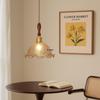 French Mid-Century Solid Wood Bedside Pendant Light