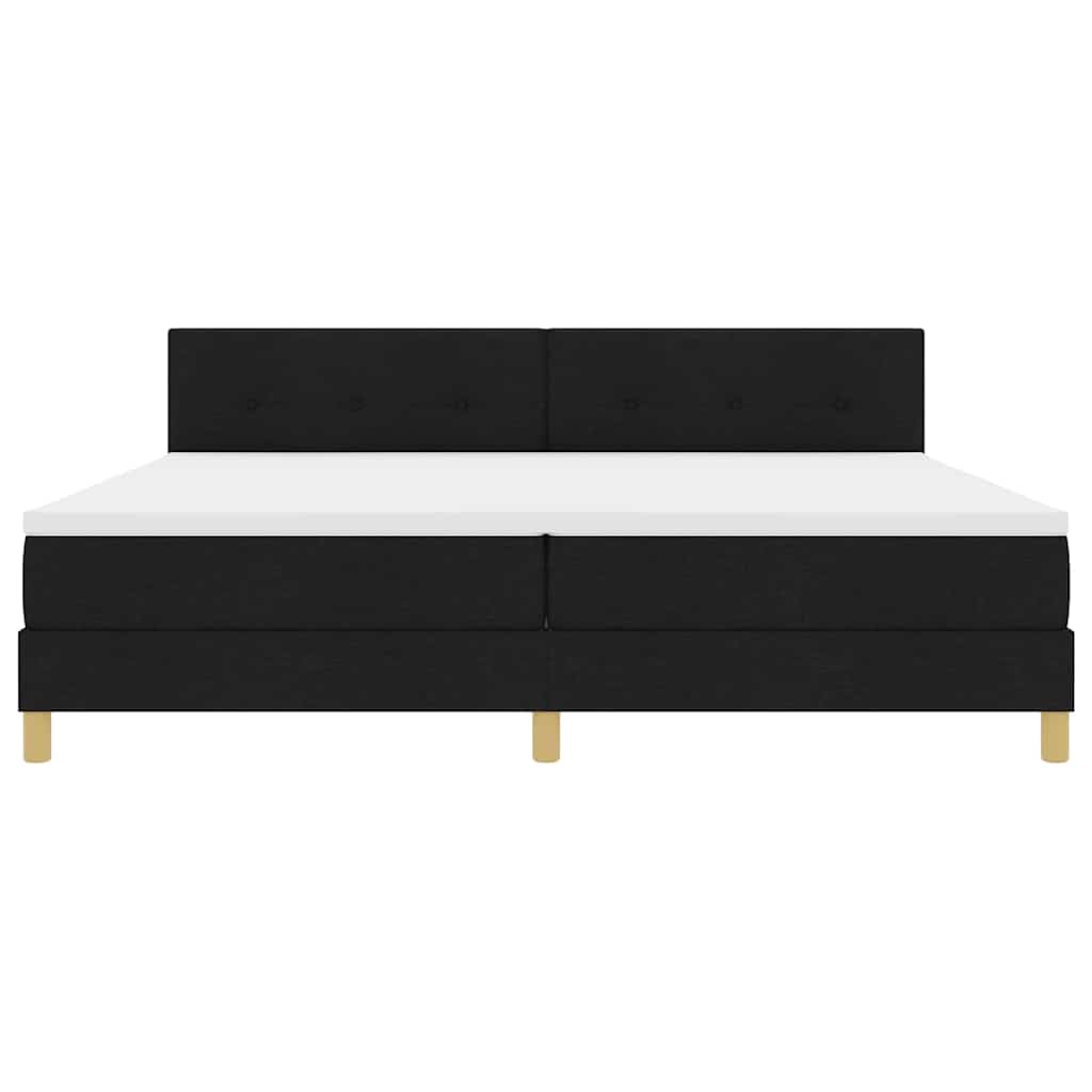 Box Spring Bed with Cushion Black 200 x 200 cm Fabric
