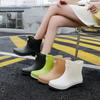 Short Rain Boots Women's Fashion Waterproof Shoes Non-slip Car Wash Rain Shoes Women Wear Rubber Shoes Women Fleece