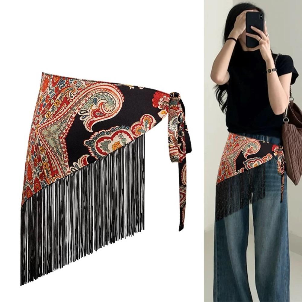 Embroidered Printing Ethnic Triangular Waistband Chinese Style Bohemia Wide Waistband Female