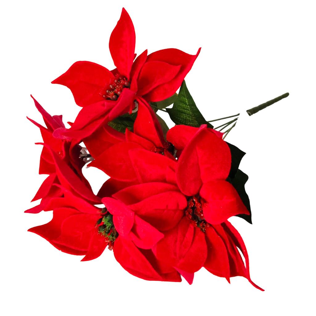 Simulation flower Christmas flower cuttings Mesh flannel flower arrangement ornament flannel Christmas ornament