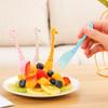 EW Giraffe Fruit Fork Cute Children's Plastic Tableware Set Creative Tableware Dessert Fork 12 PCs Set