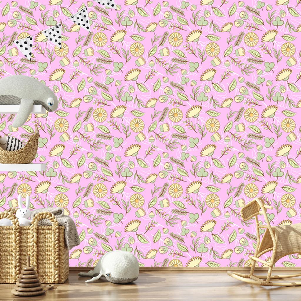 Wallpaper plants lavender and powder pink for living room and bedroom 50x1000