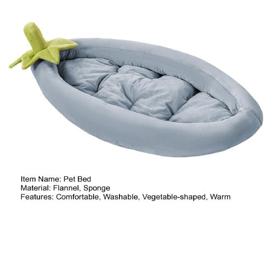 Кровать для кошек Баклажан Форма овоща Диван для питомца со съемной подушкой Поддержка суставов Милая кровать для питомца для кошек, маленьких собак, котят