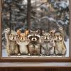 Ручная отрисовка лесных друзей Статичная наклейка на окно Теплый коричневый Натуральный Декор для дома
