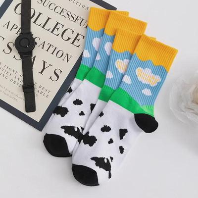 DUNK Trendy Blue Sky & White Clouds Хлопковые носки средней длины для мужчин и женщин