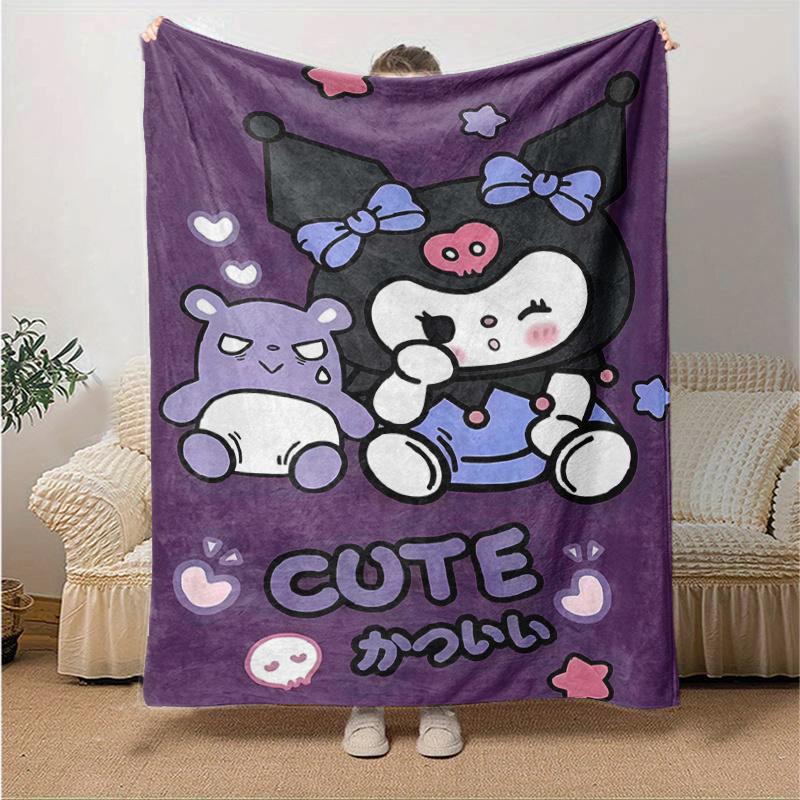 1pc Cute Character Kuromi Blanket, Home Decorative Throw Blanket for All Seasons, Living Room, Travel, Camping, Car Blankets, Beach, Office Naps.H015