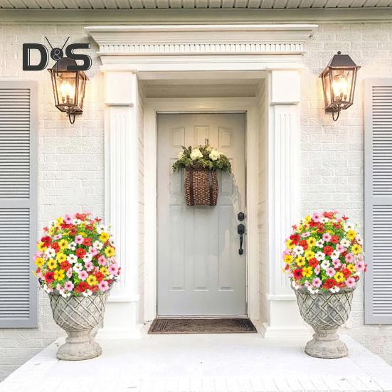 Искусственный фиолетовый топиарный шар, устойчивый к ультрафиолетовому излучению, фиолетовые цветы, искусственные вечнозеленые растения, цветы, кисть с шипом для земли для наружного внутреннего садового декора