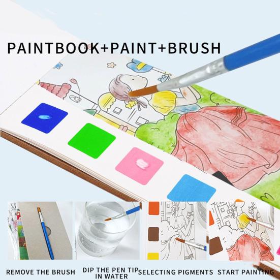 1/7Pcs Watercolor Painting Book Kids DIY Bookmark Fun Drawing Book with 21 Unique Patterns 6 Vibrant Watercolor Shades Painting Pad