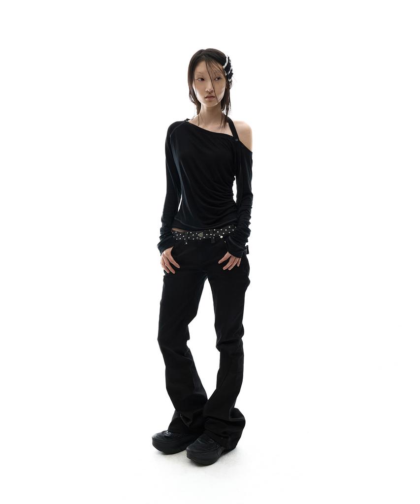 OJOS Star Trim Bootcut Trousers / Black