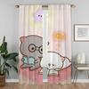 Персиковые Моти Кот Кухонные Занавески 2 Штуки Затемняющая Штора для Комнаты 2 Панели Шторы Тюль для Спальни Домашние Интерьерные Занавески