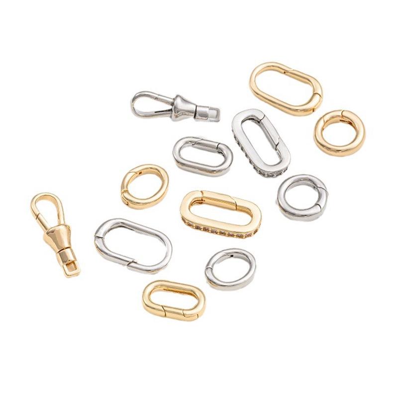 Овальный пружинный замок из золота 14 карат: Сохраняющий цвет DIY Жемчужная цепочка Застежка-лобстер Аксессуар