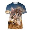 Cute Cat 3D Printed T Shirt For Men Classic Animal Art Painting Short-sleeved Tees Round Neck T-shirt Casual Tops Summer Clothes